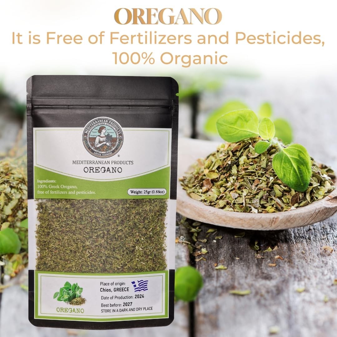 Freshly Dried Greek Oregano – 25g Aromatic Leaves, Pure Mediterranean Flavor