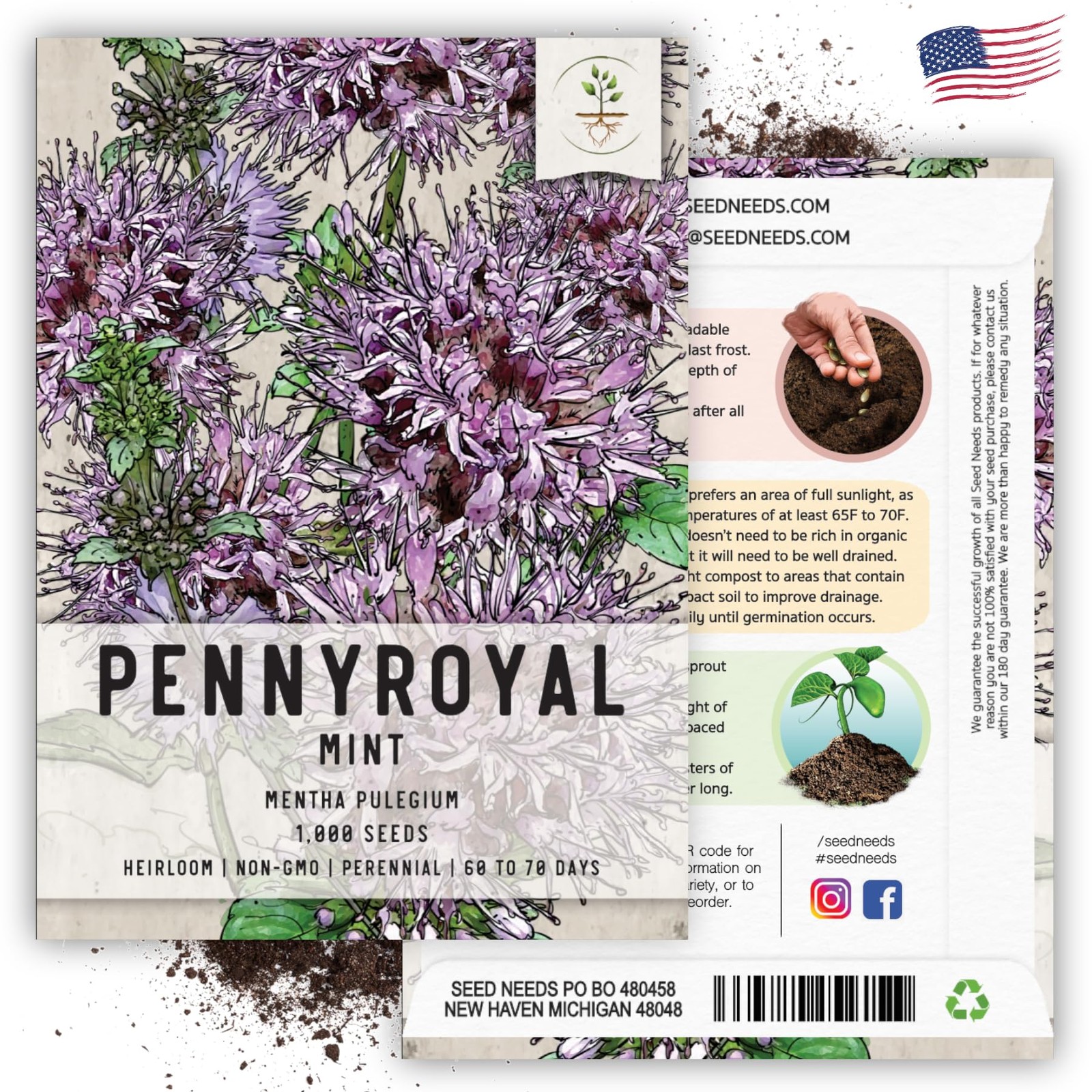 , Pennyroyal Mint Seeds – 1,000 Heirloom Seeds for Planting Mentha pulegium -…
