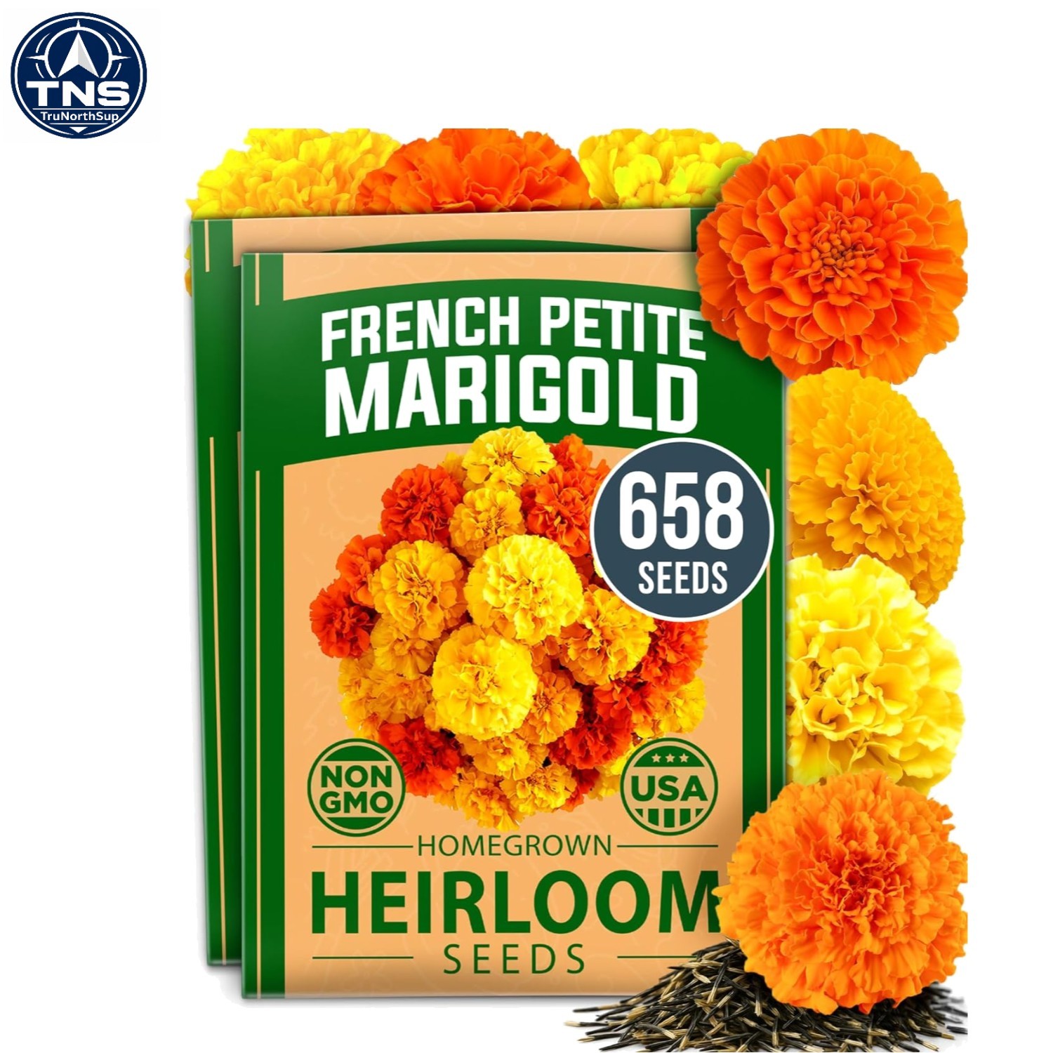Quick Blooming Petite Marigold Seeds – 658 Flower Seeds for Pollinator Gardens
