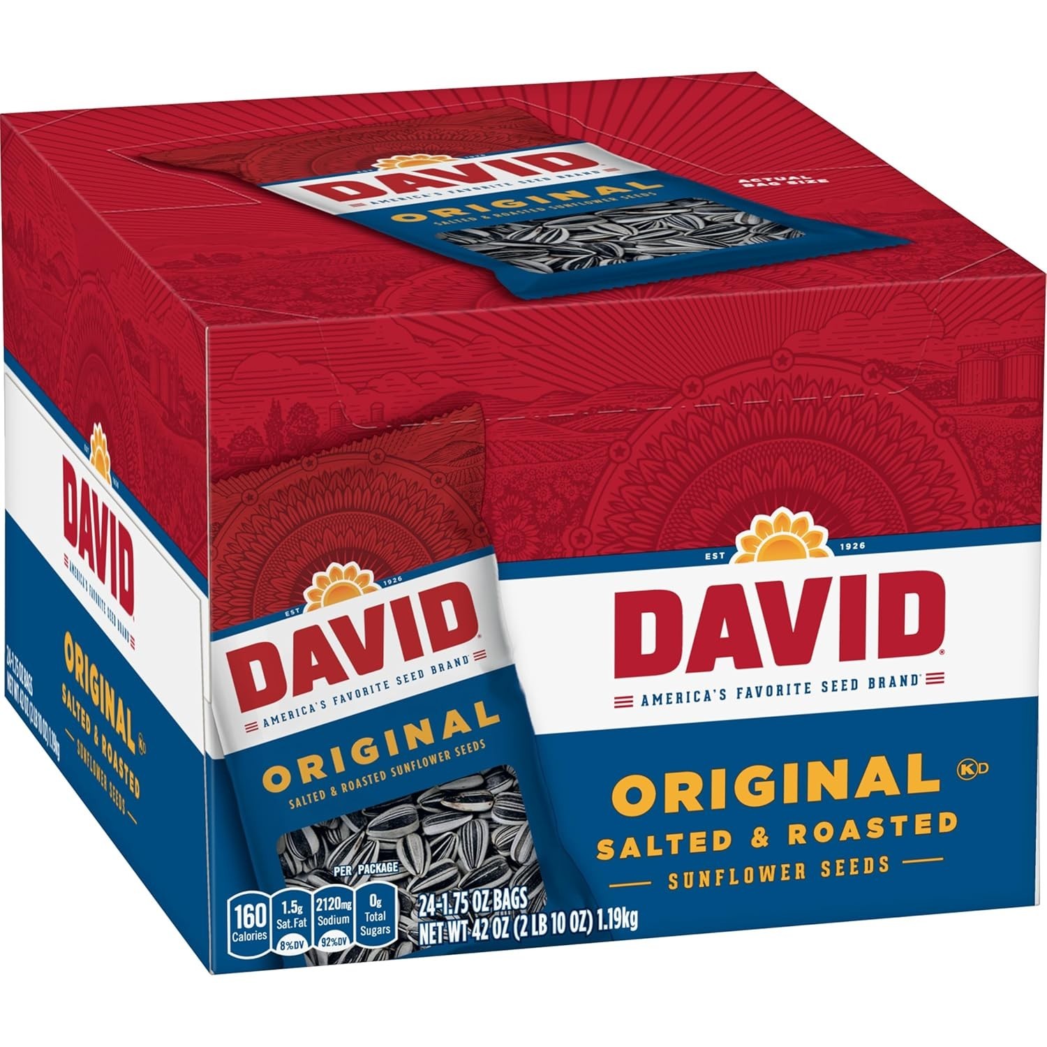 David Seeds Original Sunflower Seeds 42 Oz 24 Pack Perfect For On The Go Snackin