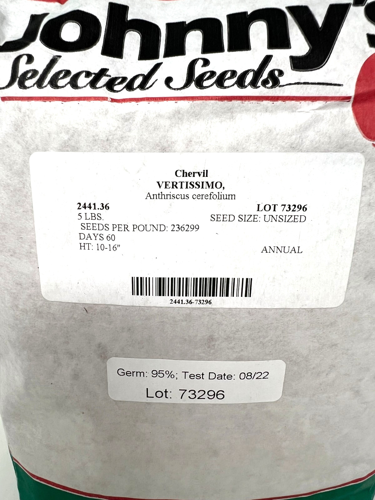 Johnny’s Seeds Vertissimo Chervil 1Million+ Seeds 5 LB Herb Garden Edible Flower