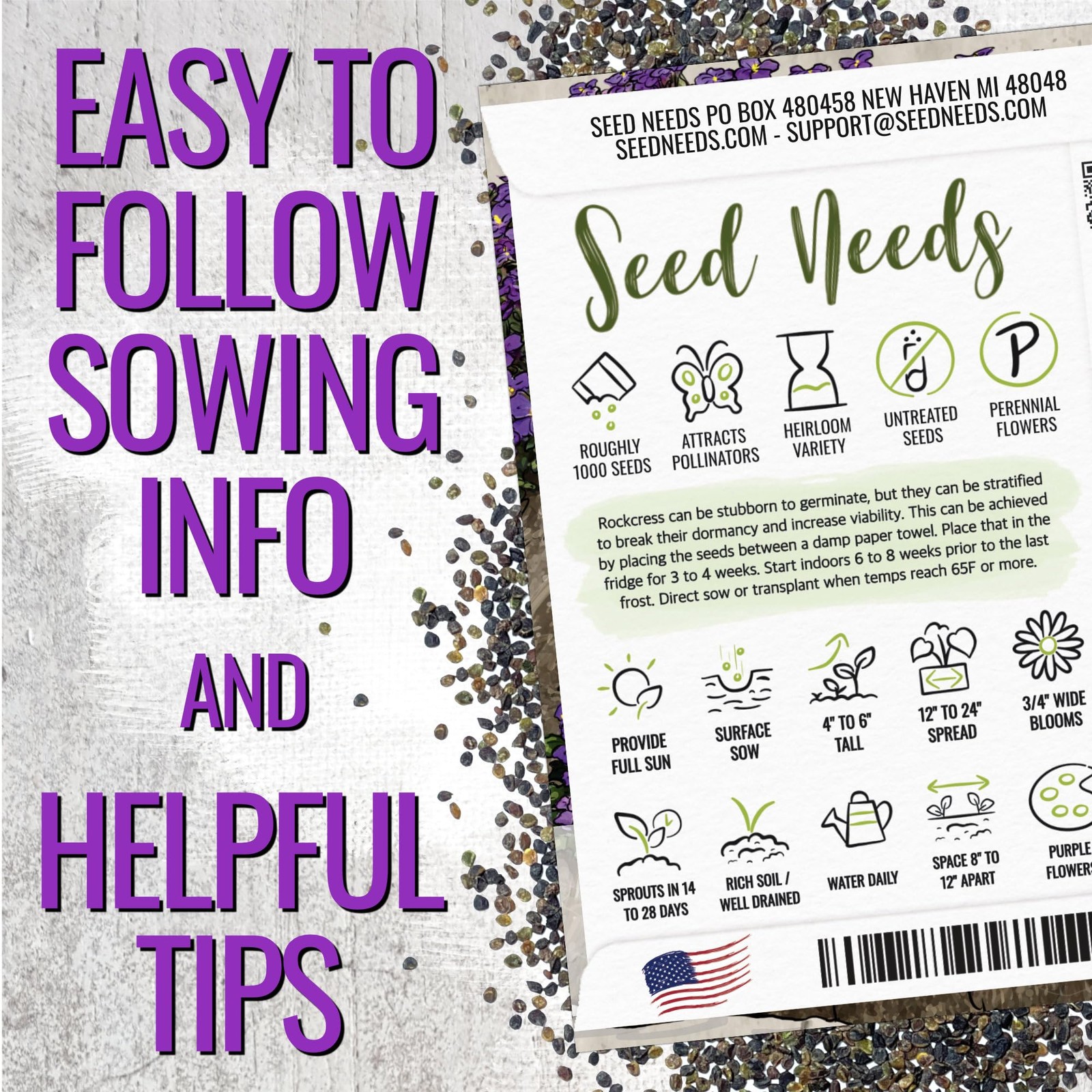 Needs Purple Rockcress Seeds for Planting – Heirloom & Open Pollinated Perenn…