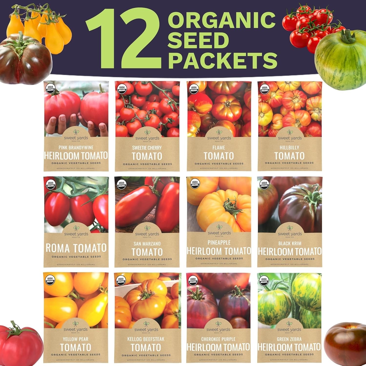 Vibrant Organic Tomato Seeds Variety Pack – 12 Non-GMO Picks for All Seasons