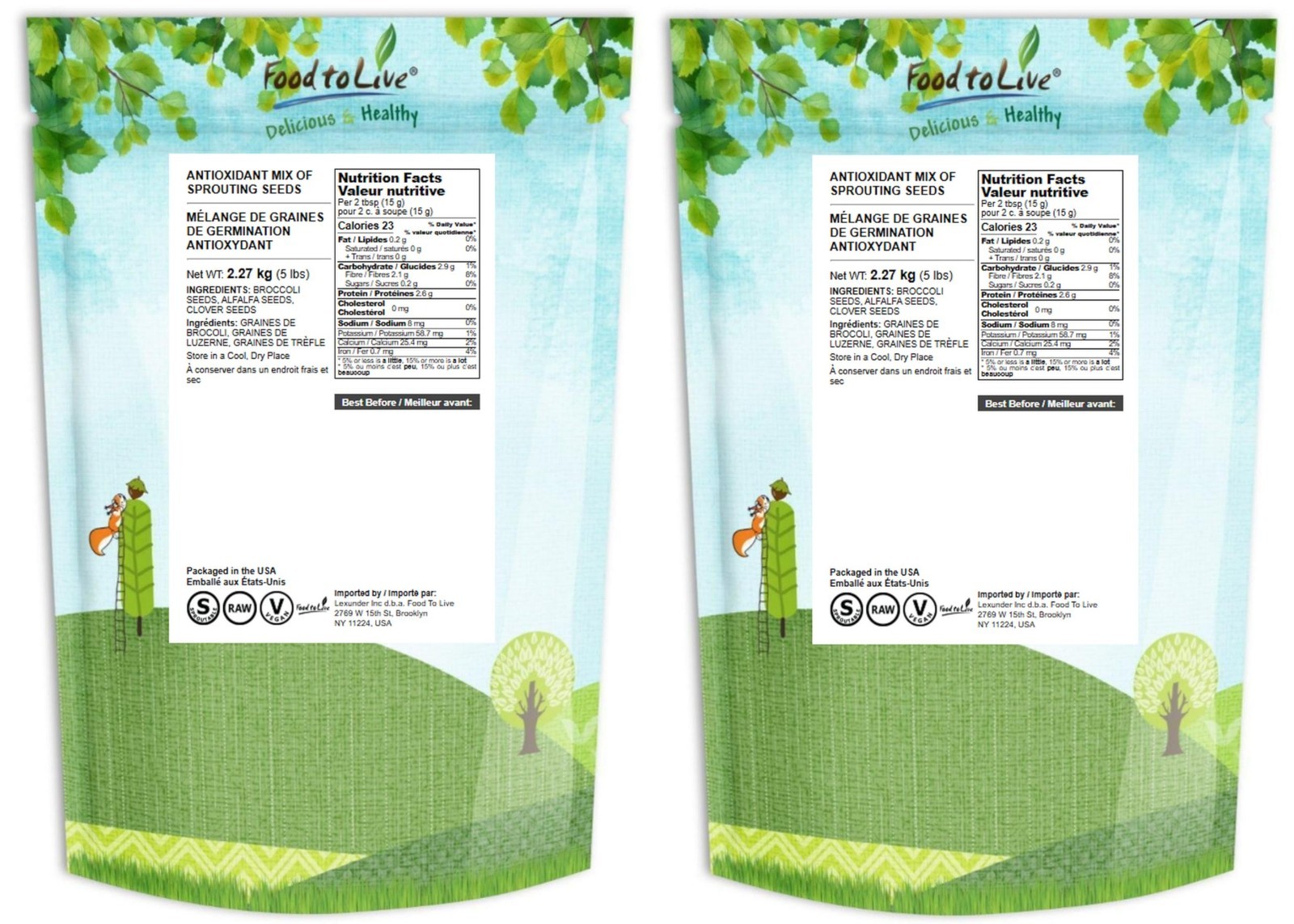Organic Antioxidant Sprouting Seed Mix – 10 lbs Non-GMO Broccoli Alfalfa Clover