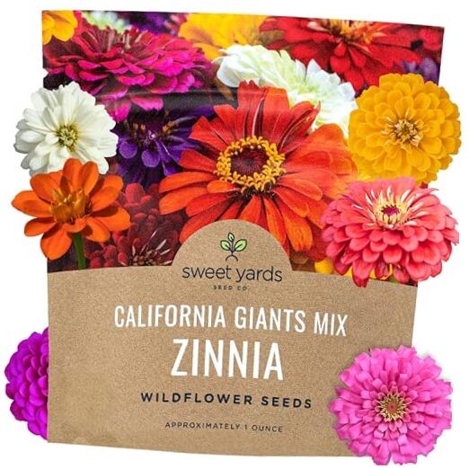 Zinnia Seeds – California Giants Mix – Large 1 Ounce Packet – 1 Ounce Pouch