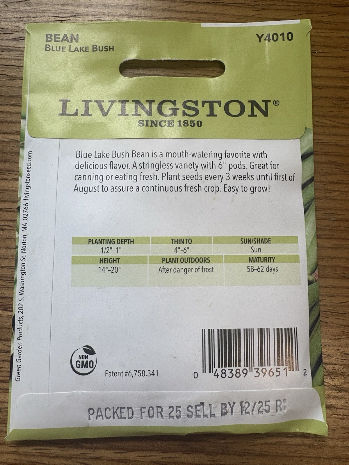 10 PACKS OF 10G Livingston Seed Company Blue Lake Bush Bean Non-GMO Seeds