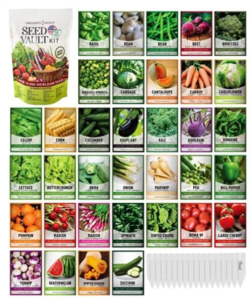 Survival Vegetable Seeds Garden Kit Over 16,000 Seeds Non-GMO and Heirloom,