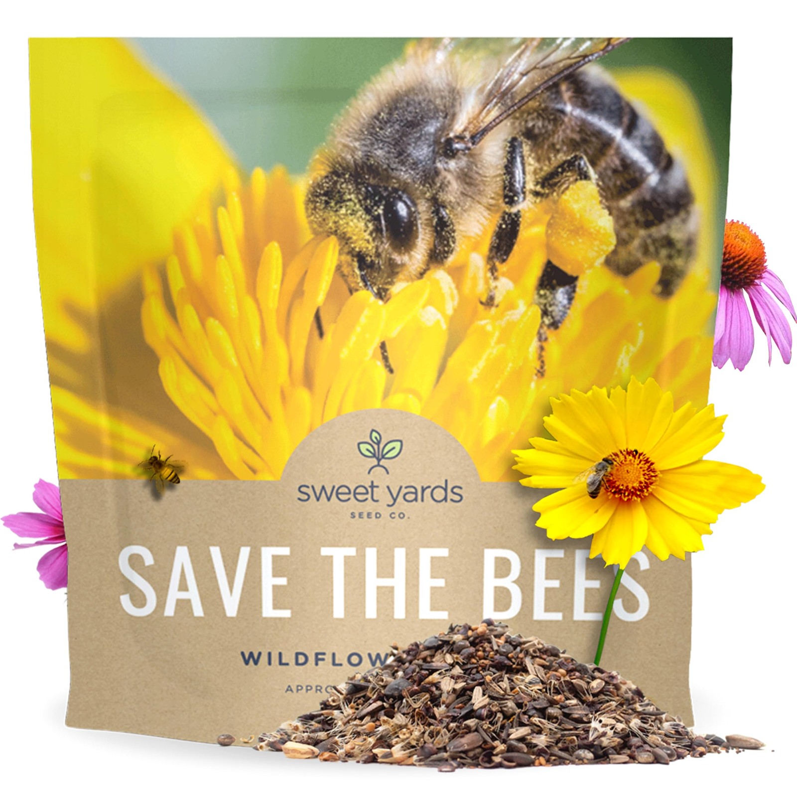 Bee Friendly Wildflower Seed Mix – Bulk 1 Ounce Packet – Over 7,500 Open Poll…