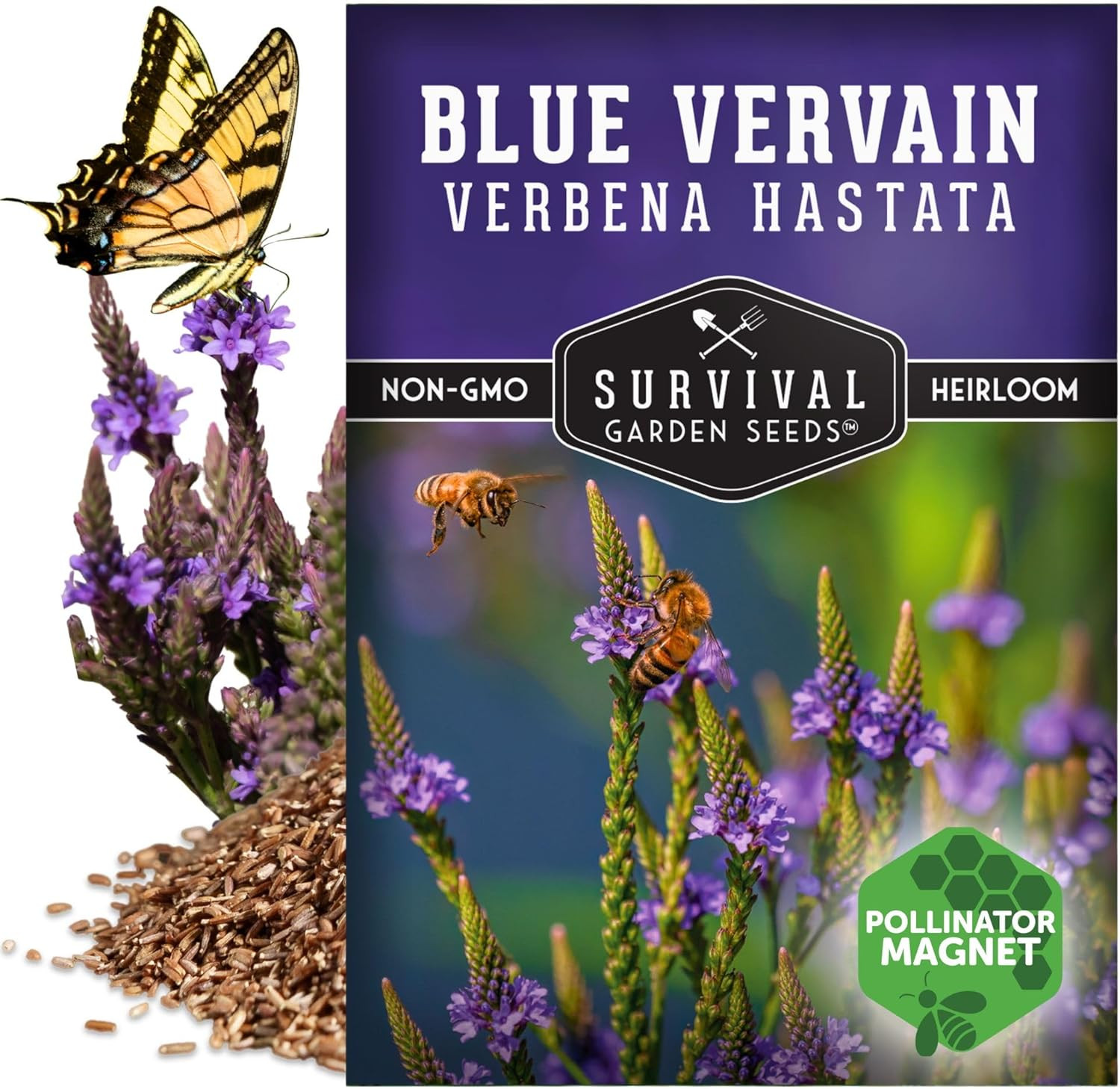 Survival Garden Seeds Blue Vervain Seeds for Planting (Verbena Hastata) | North