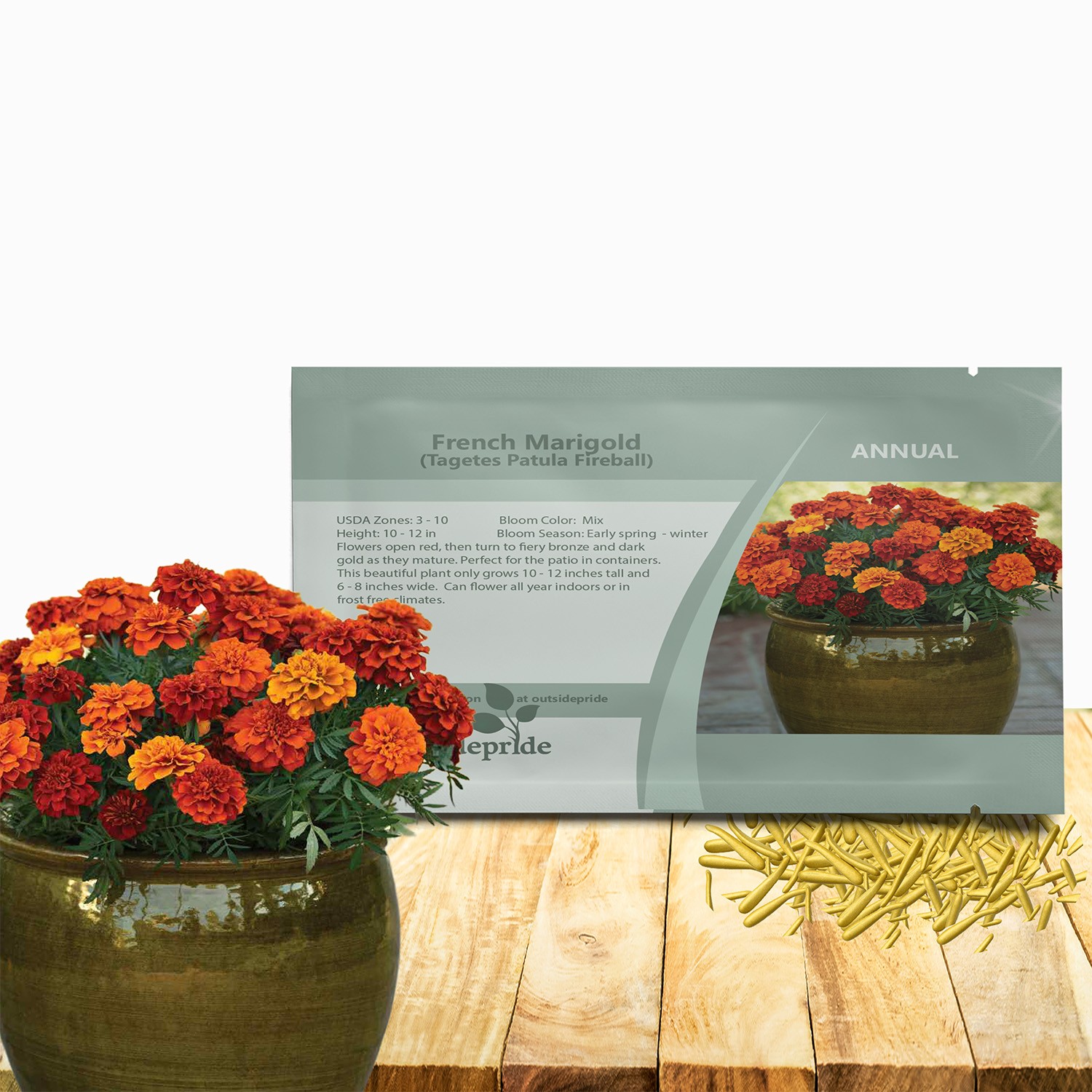 100 Seeds Tagetes Patula French Marigold Fireball Plant Flower Seeds