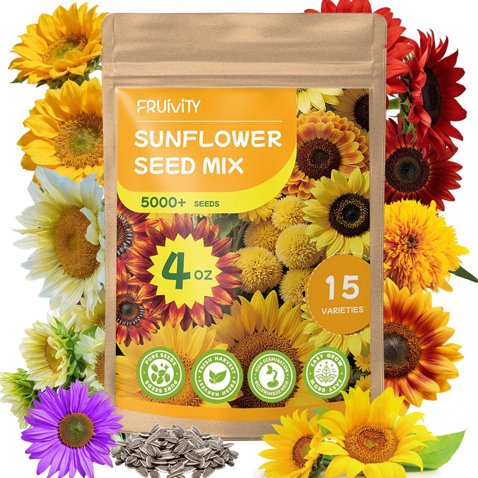 5000+ Sunflower Seeds Planting 4 Oz Heirloom NonGMO Mix 15+ Varieties Garden