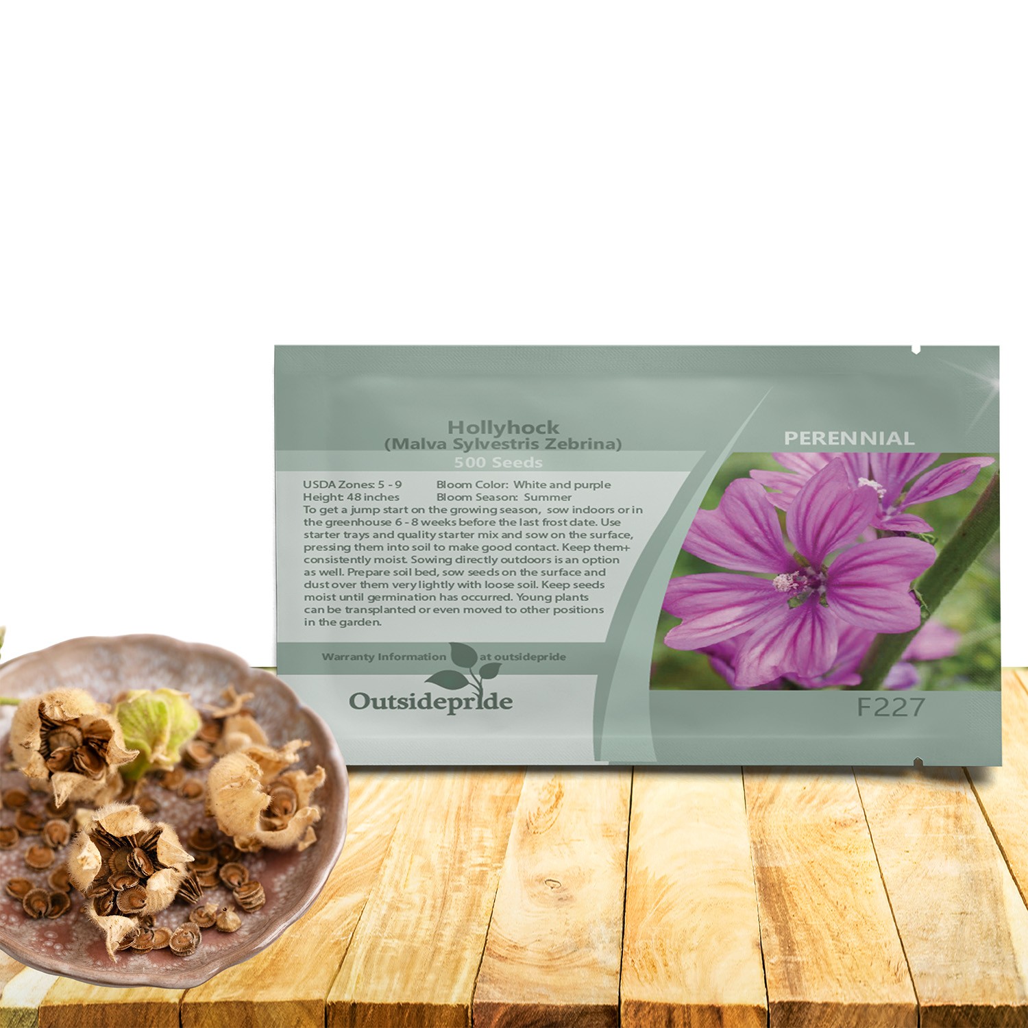 500 Seeds Pink Hollyhock Seed For Planting – Malva Sylvestris Zebrina Flower