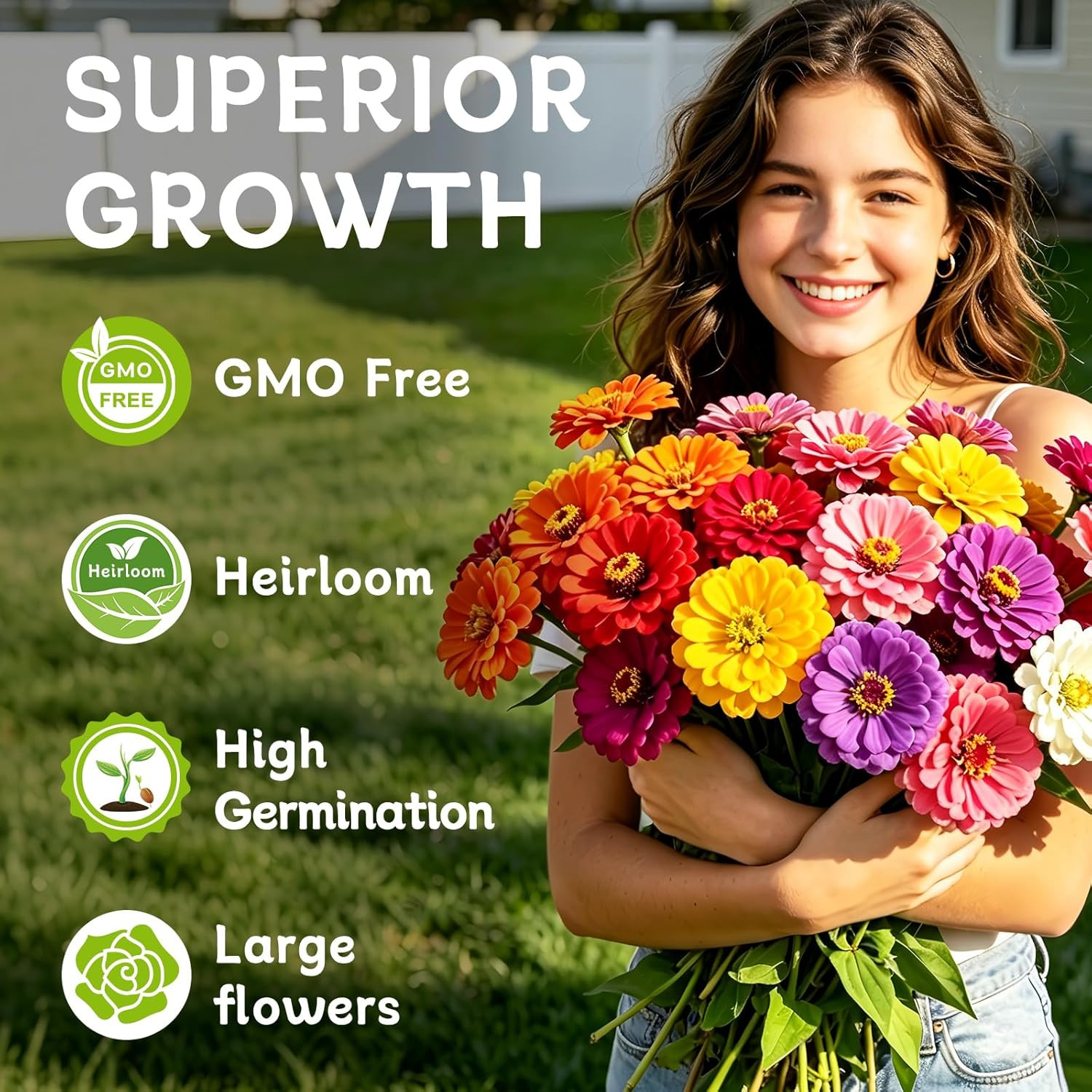 Zinnia Seeds for 2026, 10,000+ California Giant Zinnia Seeds Bulk, Double Dahlia
