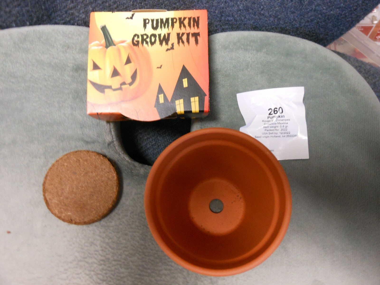 Total Green “Pumpkin Grow Kit” Includes: 3 1/4″ Terracotta Pot, Grow Mix, Seeds
