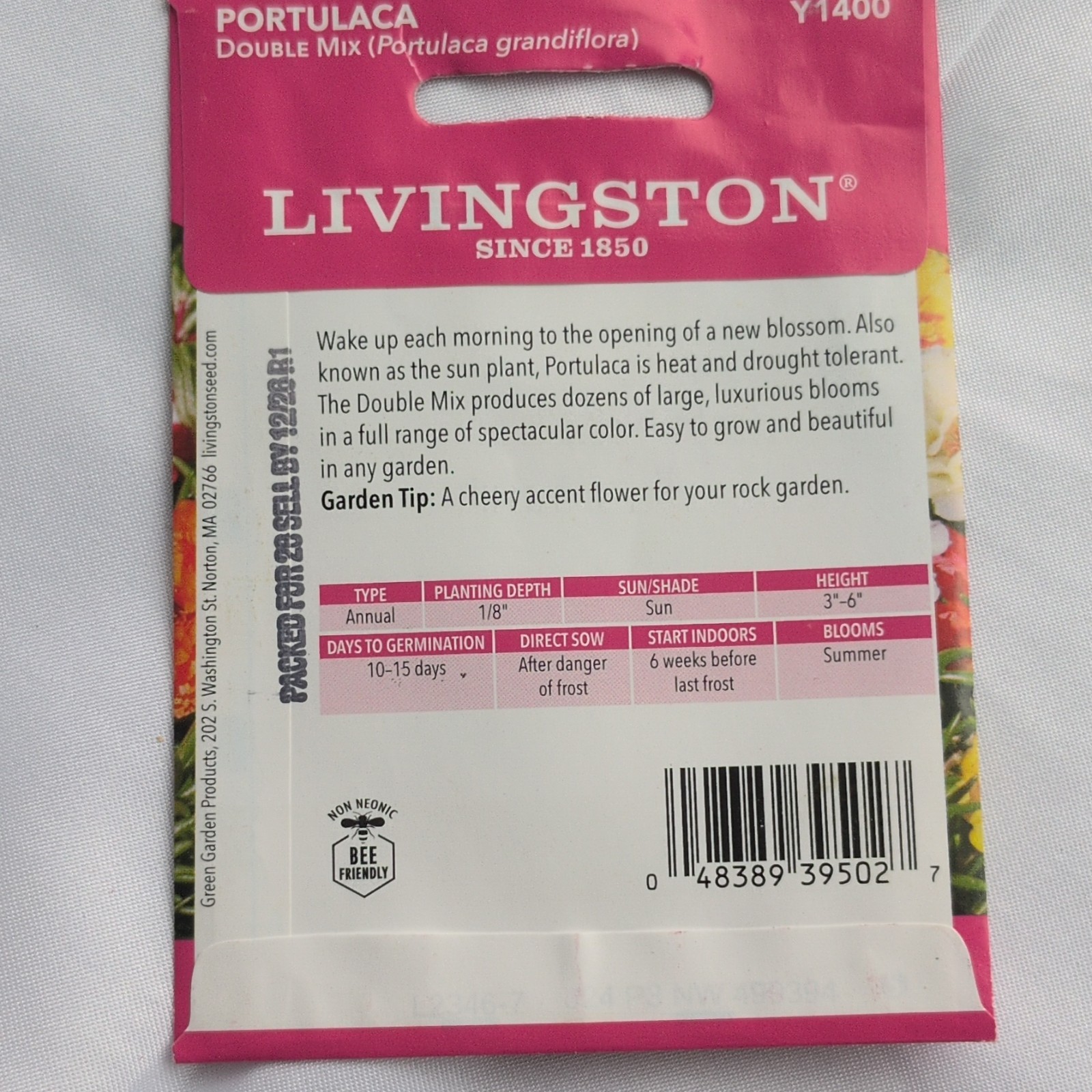 Livingston Portulaca Double Mix Annual Multicolor Full Sun Bee Friendly Y1400