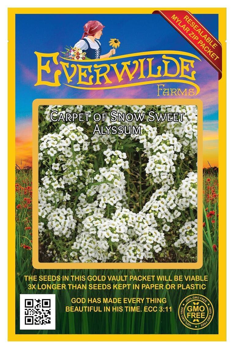 1 Oz Carpet of Snow Sweet Alyssum Wildflower Seeds – Everwilde Farms Mylar