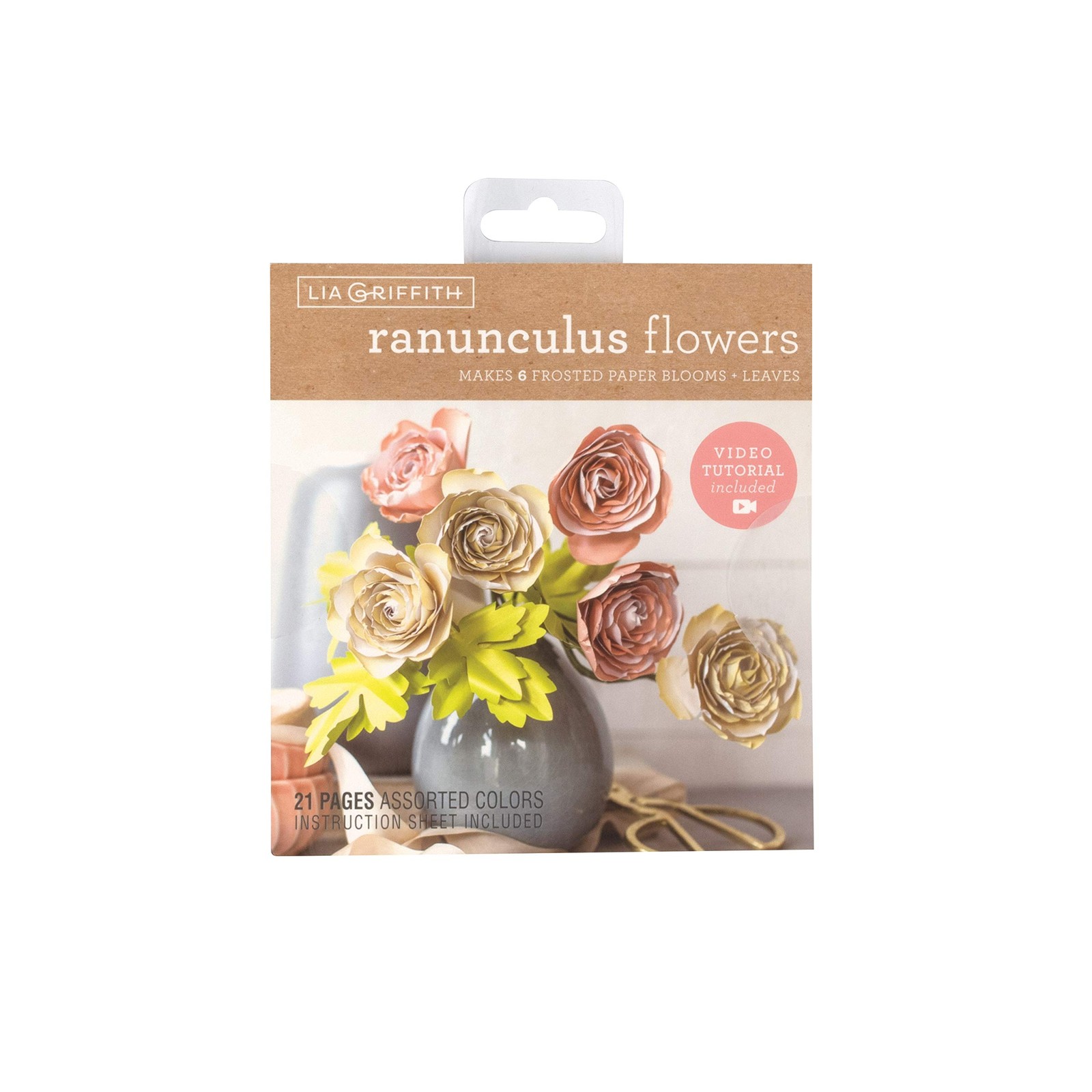 Frosted Paper Blooms Ranunculus Flowers 6×6.5 Assorted Colors 21 Pages Craft