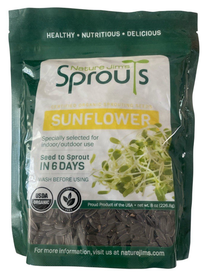 Nature Jims Sprouts Sunflower Organic Seeds 8 oz Pack For Growing Non GMO