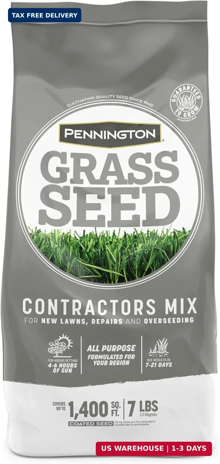 Pennington Contractors Central Grass Seed Mix, Rapid Grass Seeds for Lawn, 7 lb