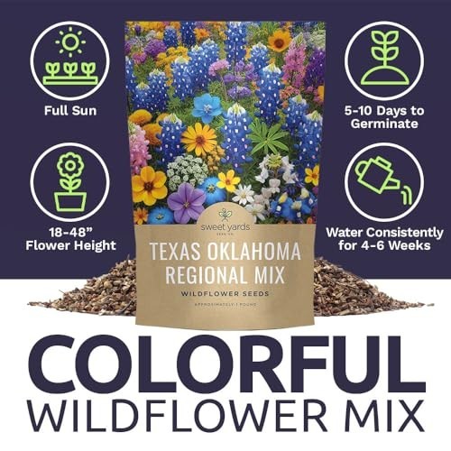 Texas Oklahoma Regional Mix Seeds – 1 lb Bulk – 240,000+ Non-GMO Native Seeds fo