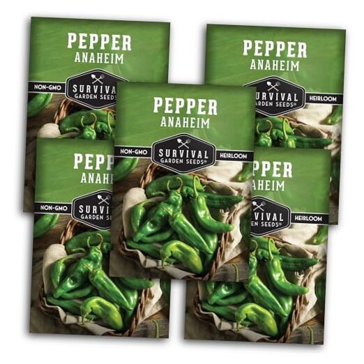 Anaheim Chili Pepper Seeds for Planting – Mild Green New Mexico Variety for 5
