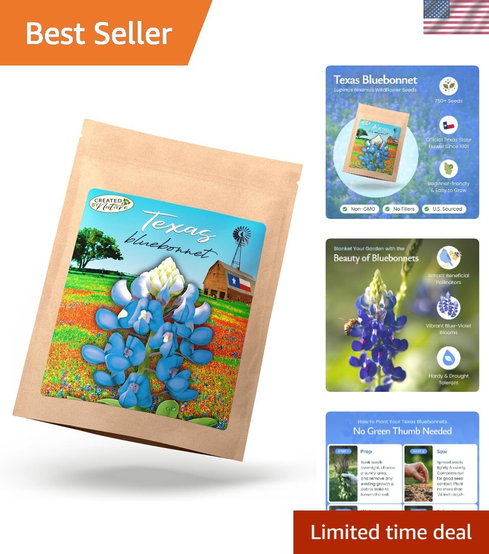 Texas Bluebonnet Seeds, 750+ Non-GMO, Attracts Pollinators, Outdoor Garden