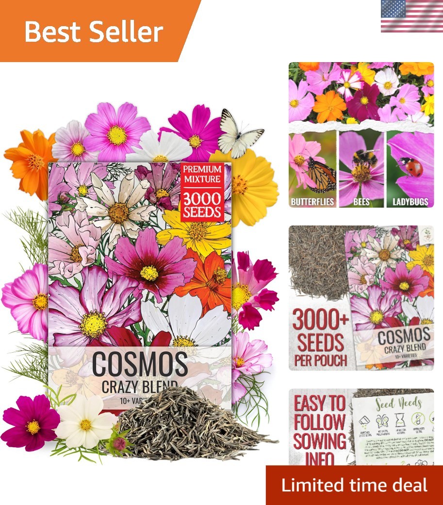 Heirloom Cosmos Seeds Mix – Attract Butterflies with 3000 Untreated Seeds
