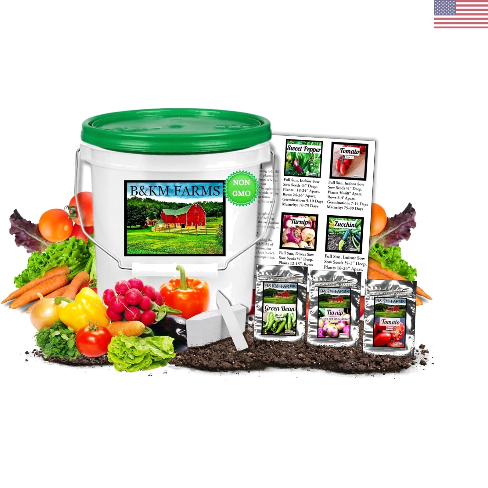50 Variety Non-GMO Heirloom Seed Kit in Weatherproof Pail for Long-Term Storage