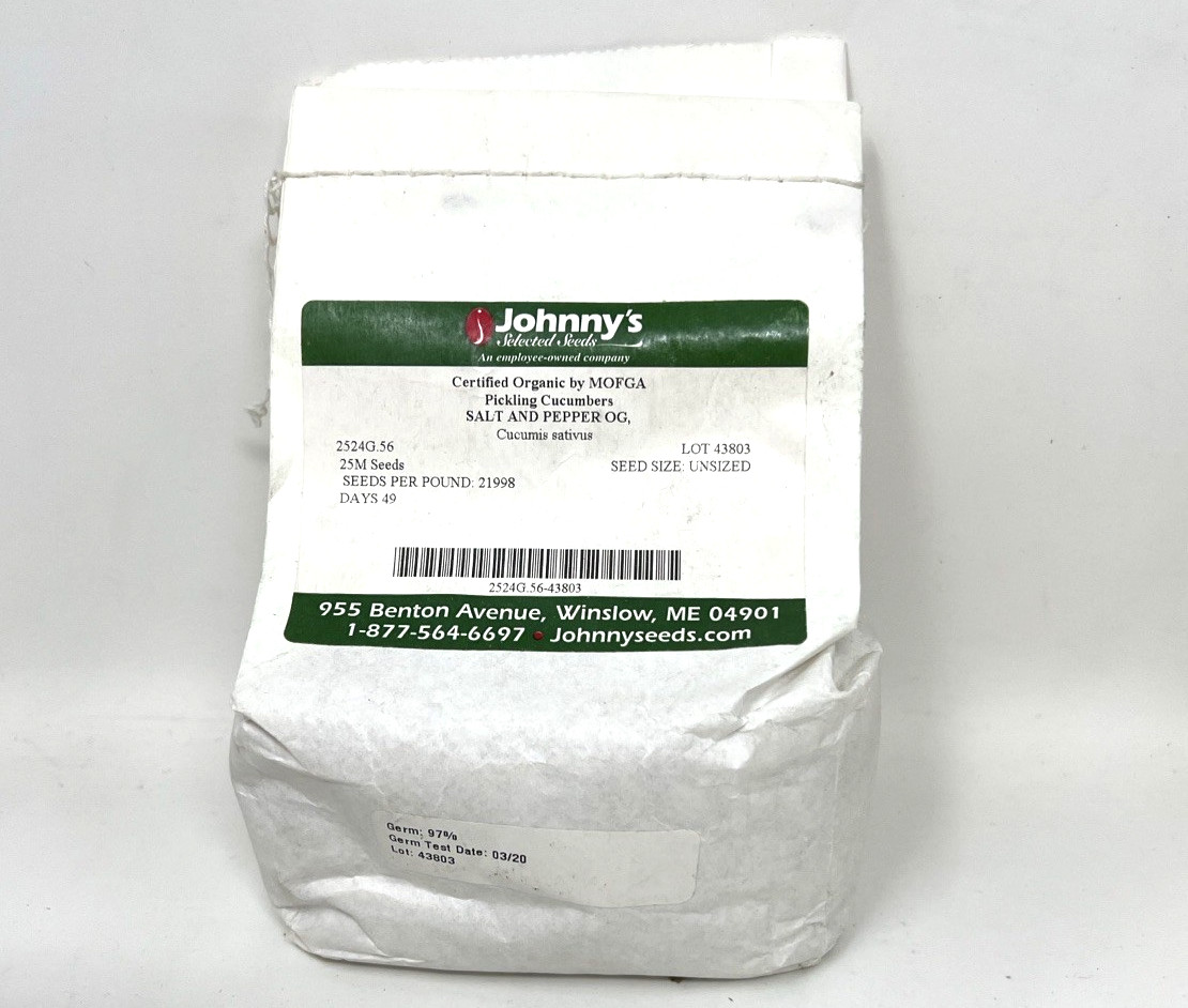 Johnny’s Seeds Organic Cucumber Seeds 1 LB Salt Pepper Pickling Vegetable Garden