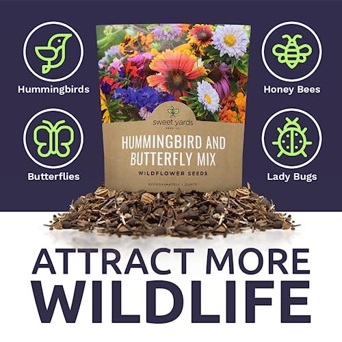 Wildflower Seeds Butterfly and Humming Bird Mix – Large Packet 7,500+ 1 Ounce