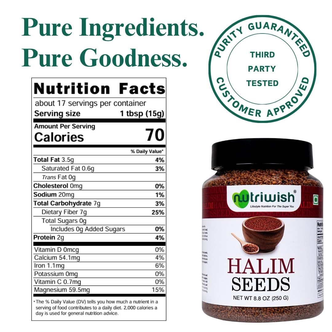 Nutriwish Halim Seeds Aliv/Garden Cress Seeds, 250 g | NutrientRich Superfood…