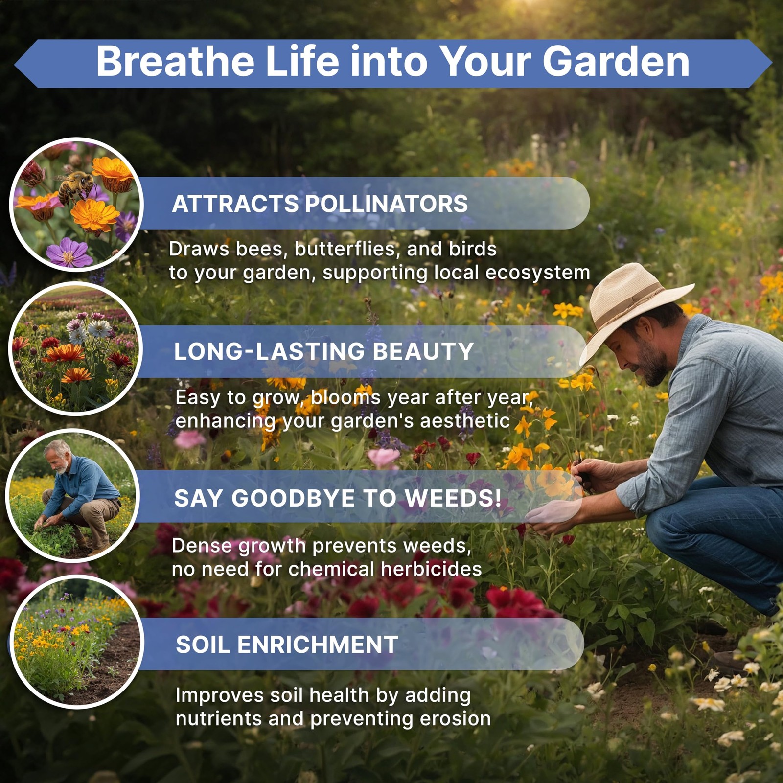 Organo Republic 16 Perennial Wildflower Seeds Mix for Indoor & Outdoors. 100,…
