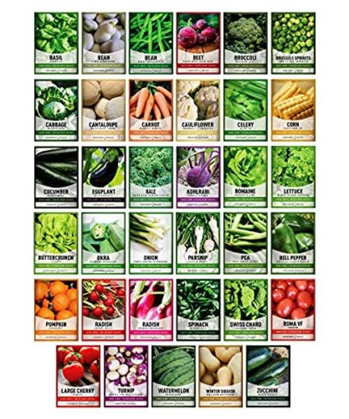Survival Vegetable Seeds Garden Kit Over 16,000 Seeds Non-GMO and Heirloom,