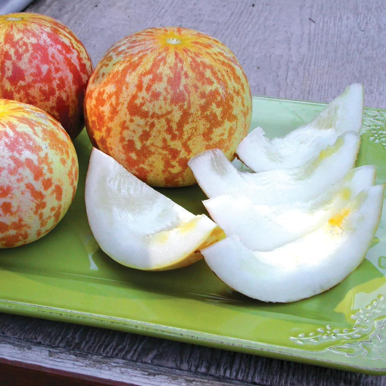 30Pcs Tigger Melon Seeds – Heirloom Striped Melons with Juicy Sweet White Flesh