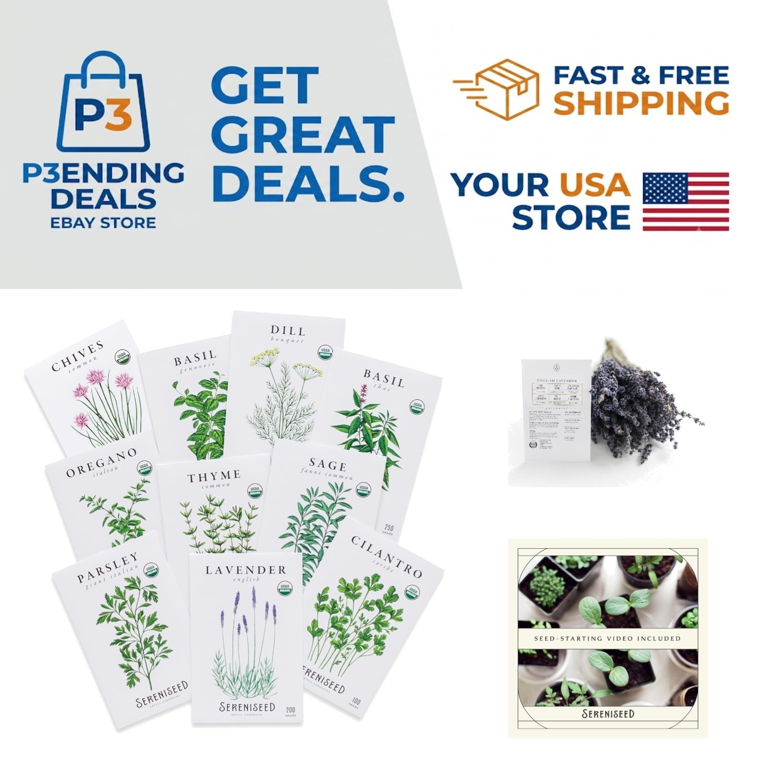 10-Pack Organic Herb Seeds – Non-GMO & Heirloom Varieties for Culinary Gardening