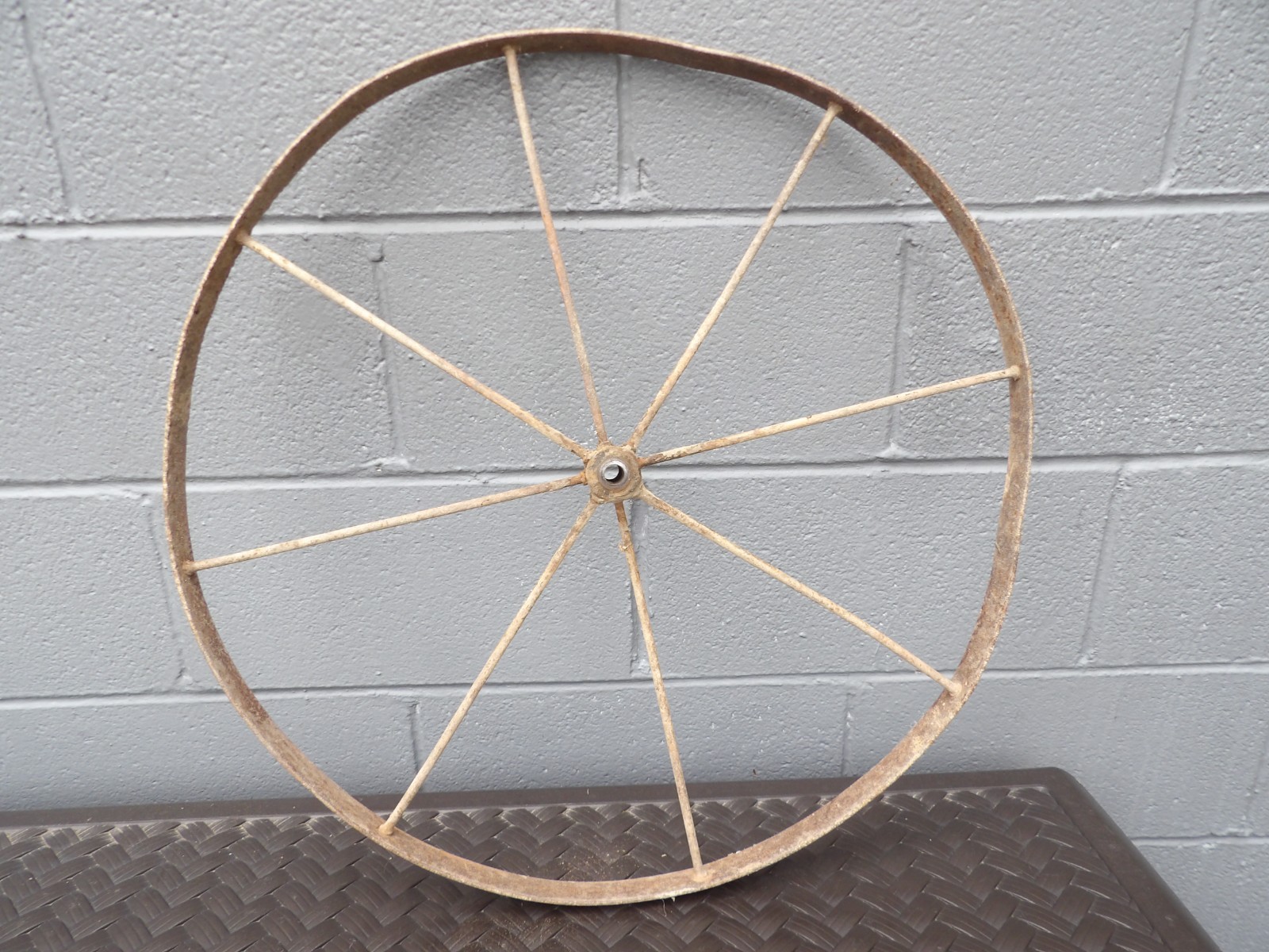 Vintage Antique Wooden Hand Cultivator 24″ Metal Wheel Rim Farm Garden Outdoors