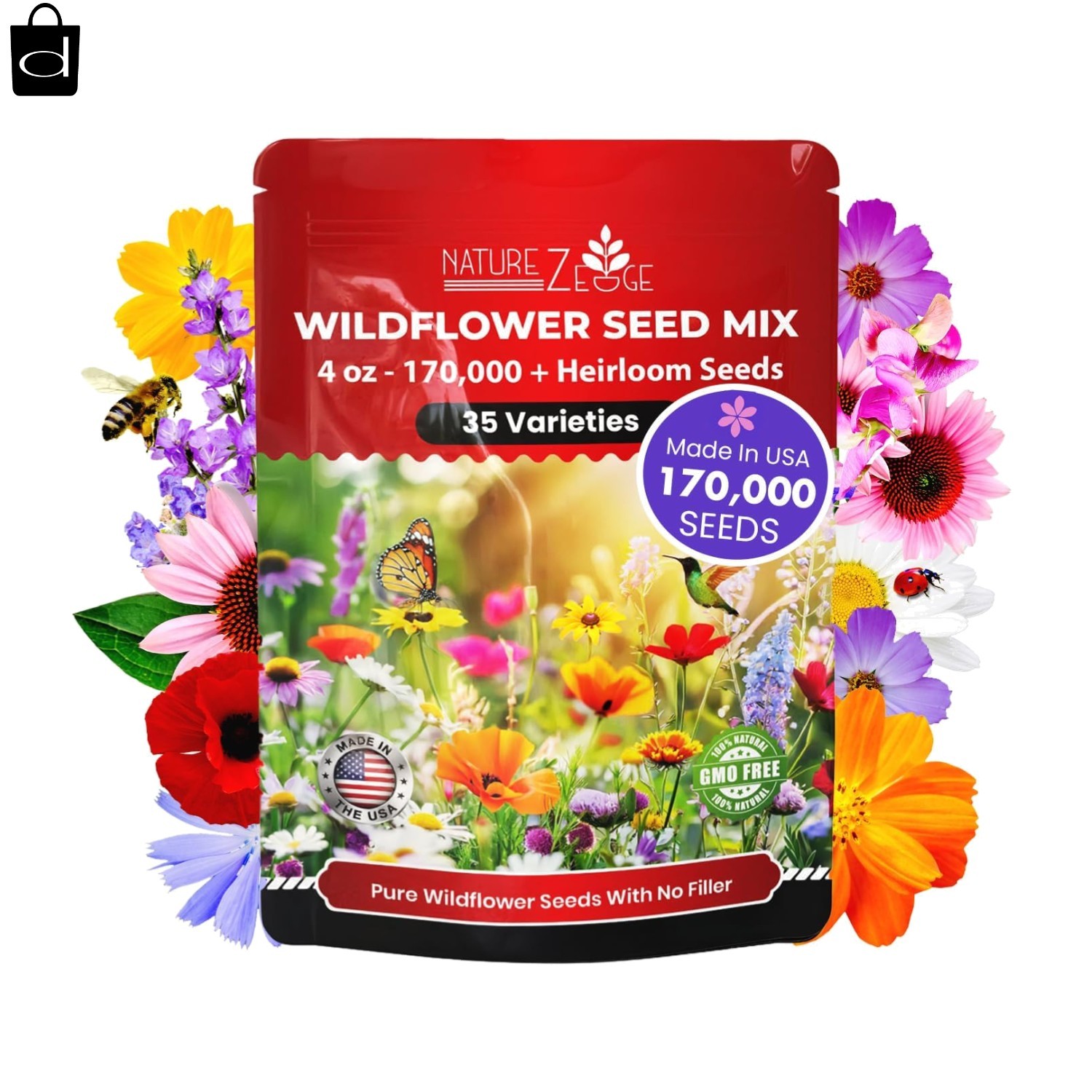 85,000 Wildflower Seeds, 35 Varietiey Wild Flowers Bulk Flower Seeds, Mix of Ann