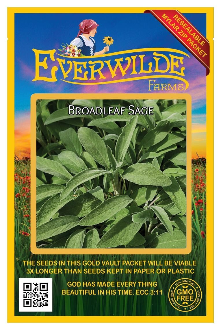 1 Oz Broadleaf Sage Herb Seeds – Everwilde Farms Mylar Seed Packet