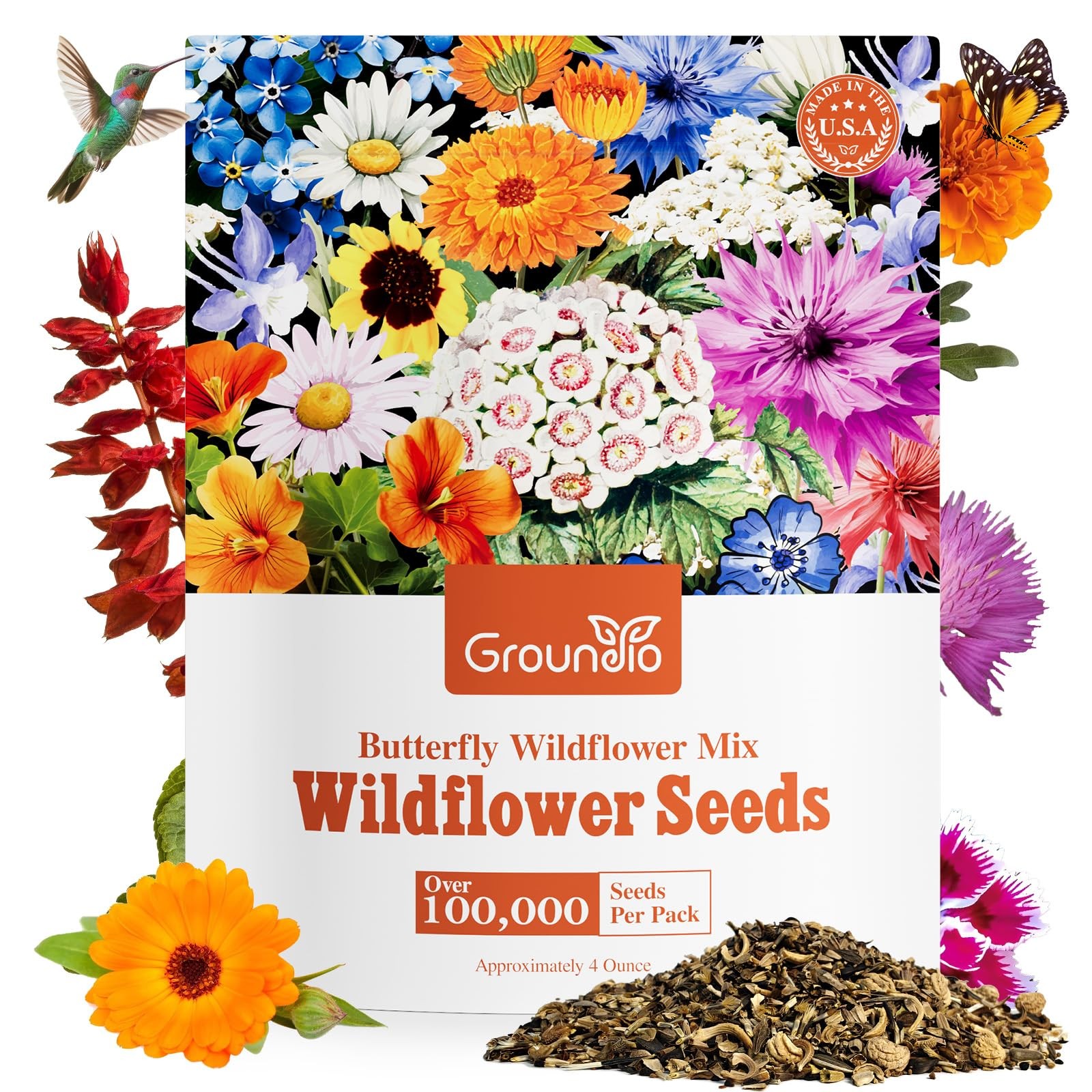 All Perennial Wildflower Seeds Bulk, 1/4 Lb, 100,000+ Seeds, 26 Variety Mix with