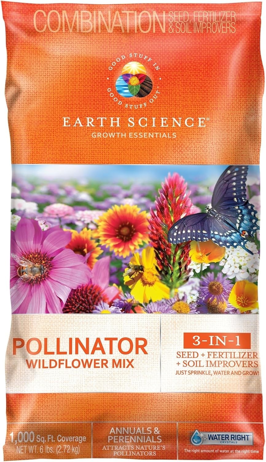 Wildflower Pollinator Mix – 6lb, Over 56,000 Seeds, 3-in-1 Mix of Wildflower …