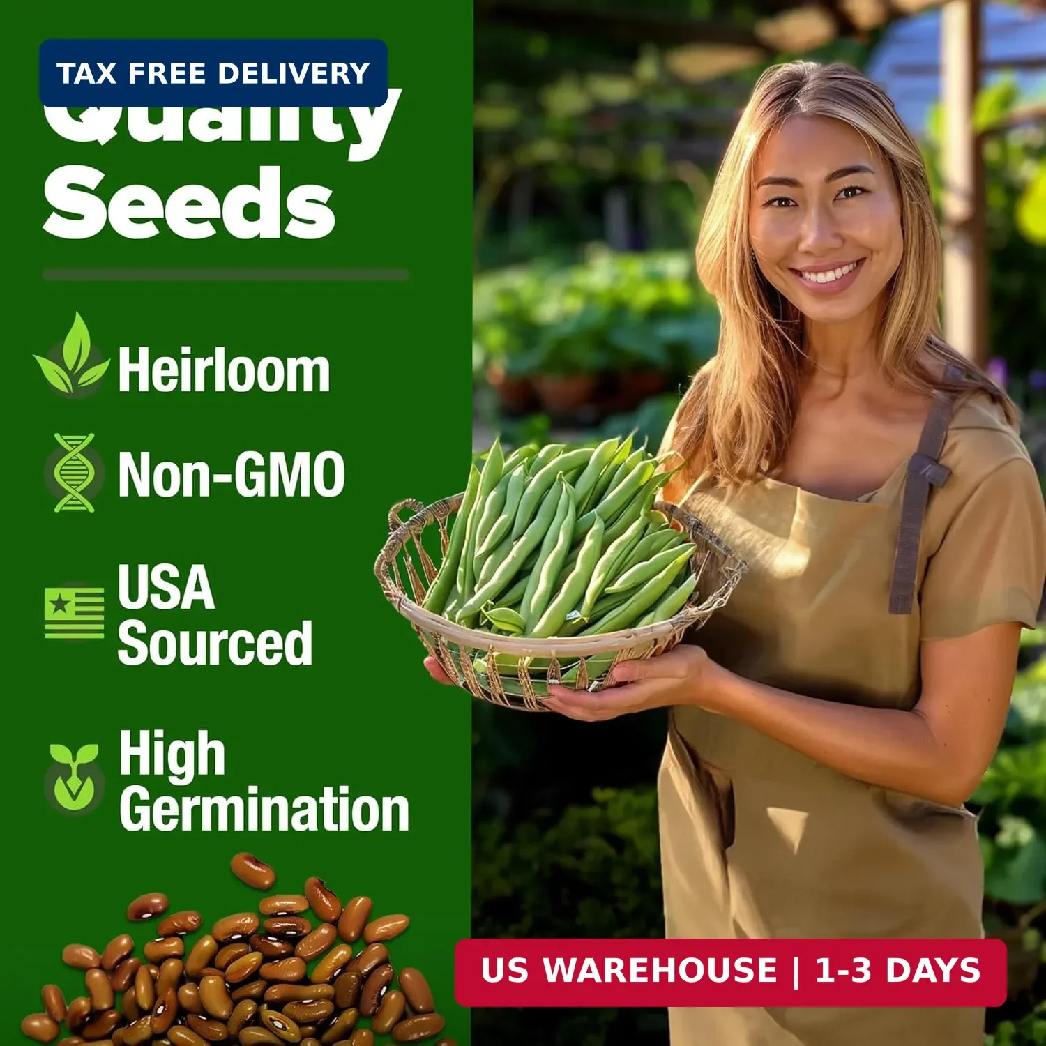 HOME GROWN Contender Bush Bean Seeds 28+ Heirloom Non-GMO, High Germination, Str
