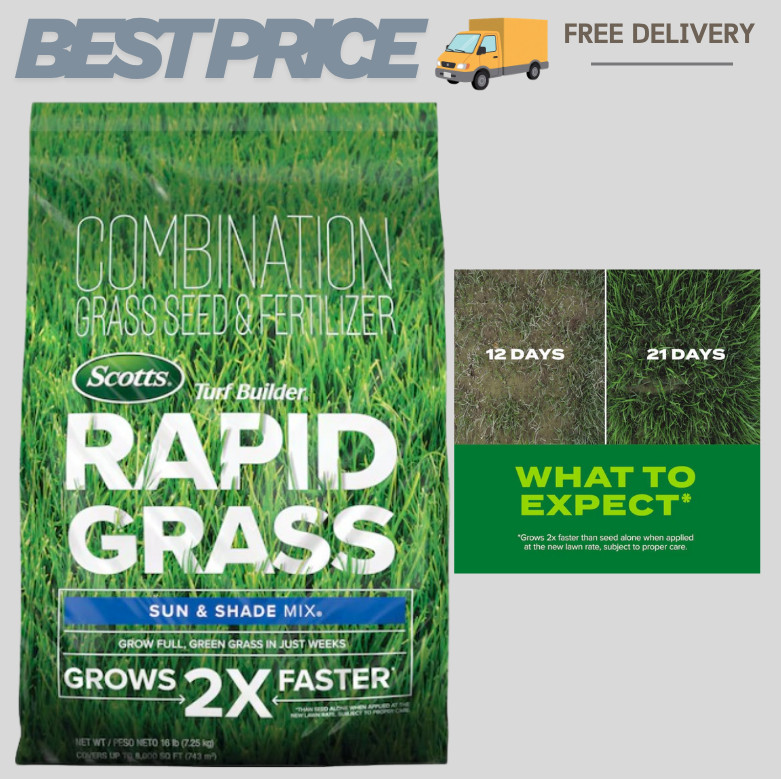 [BIG SALE] Scotts Turf Builder Rapid Grass Sun & Shade Mix 16 lb Grass Seed