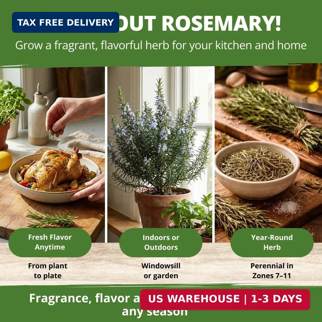 HOME GROWN Non GMO Rosemary Seeds Pack – 150 High Germinating Heirloom Herb Seed