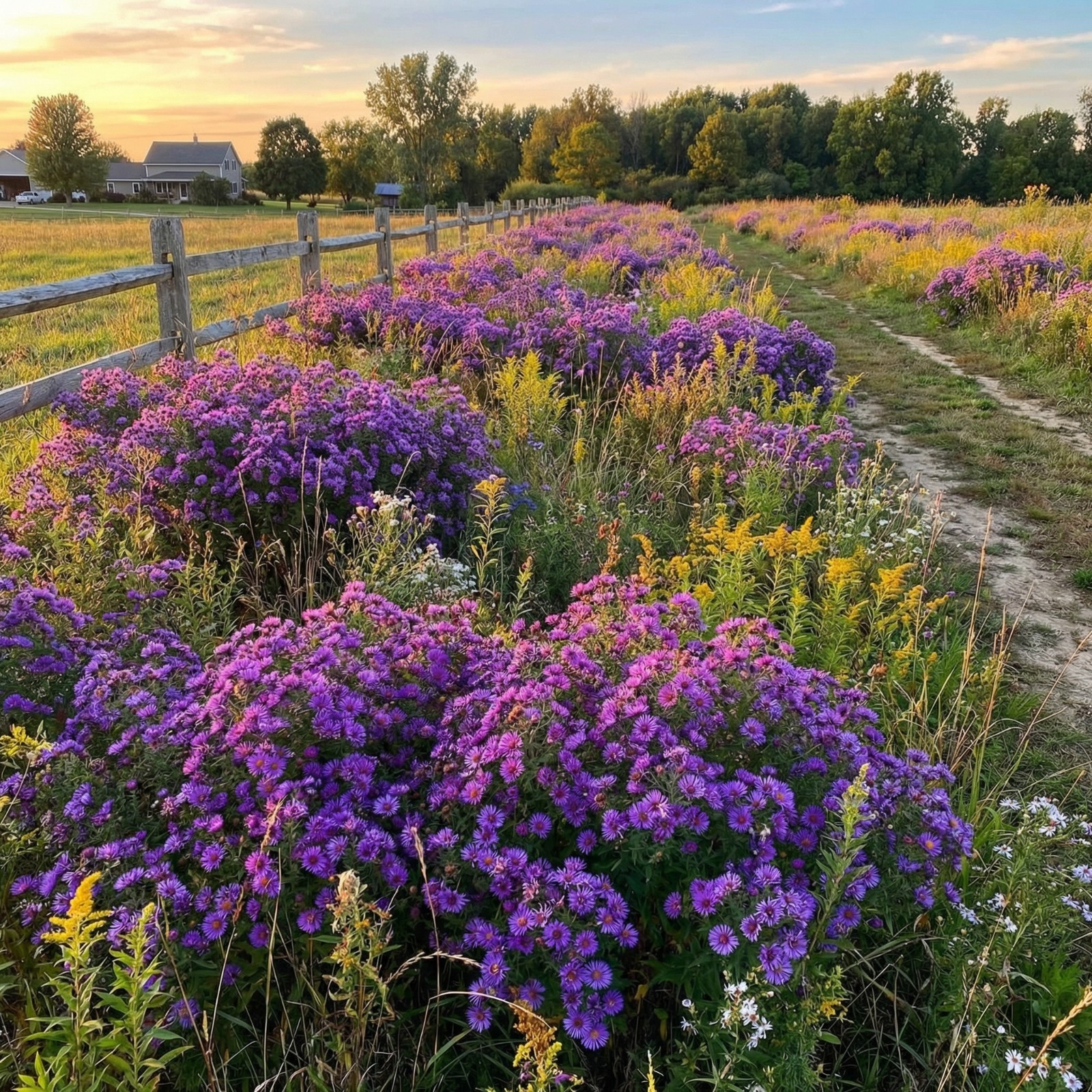 New England ASTER Purple Perennial Heirloom Fall Planting USA Non-GMO 200 Seeds!