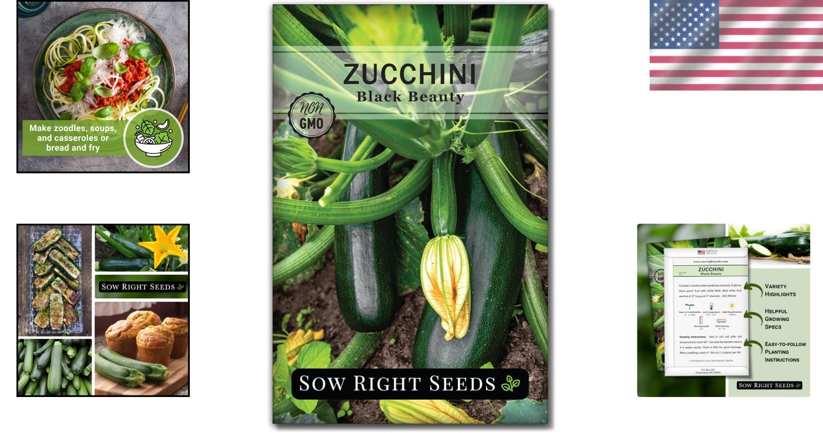 Non-GMO Black Beauty Zucchini Seeds – Heirloom Garden Pack for Container Growers