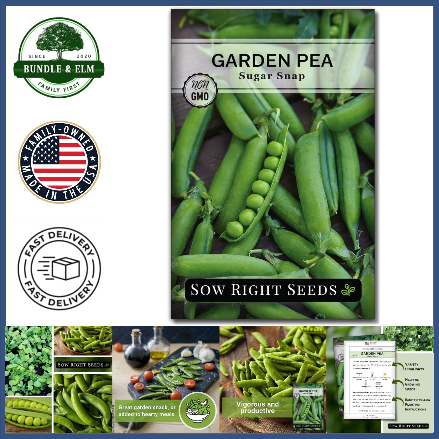Heirloom Sugar Snap Peas – Vines Grow 5-6 Feet Tall, Space 3-6 Inches Apart
