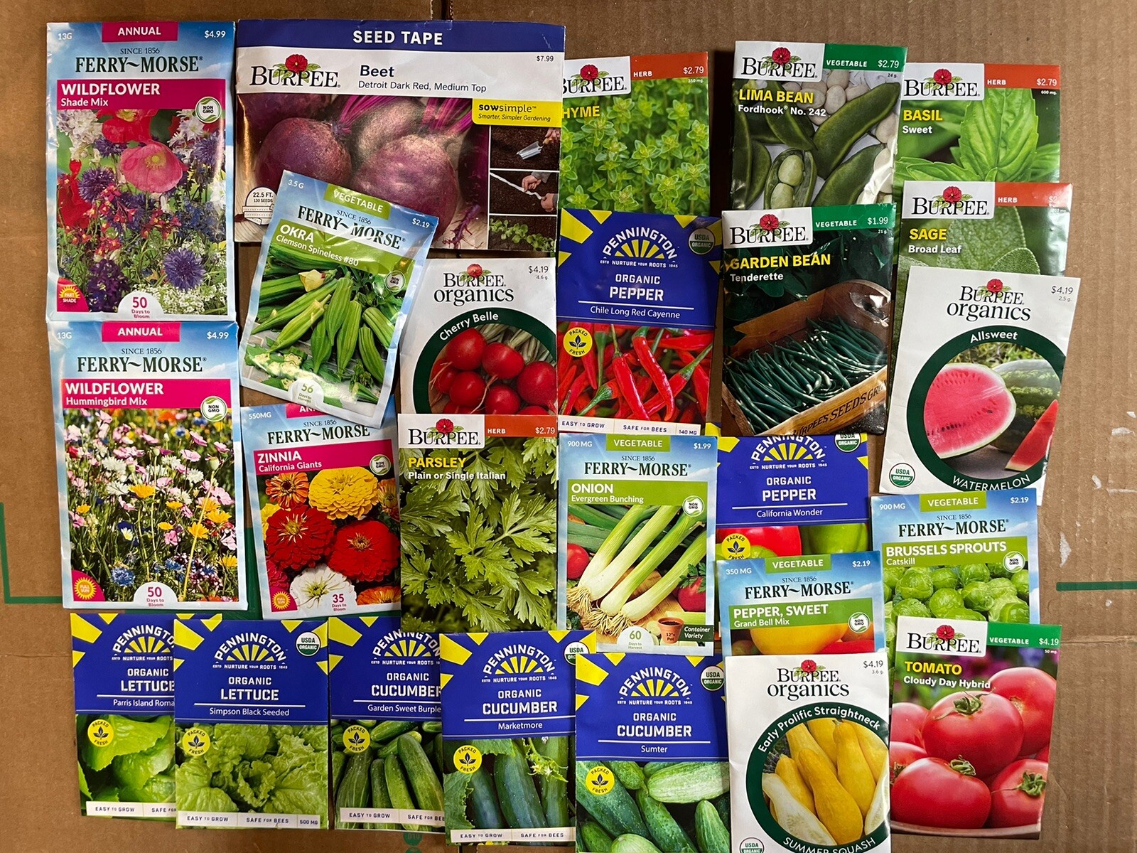 Lot Of 25 Vegetable And Herb Seed Packets Packs 23&24 Non GMO Organic Random Mix
