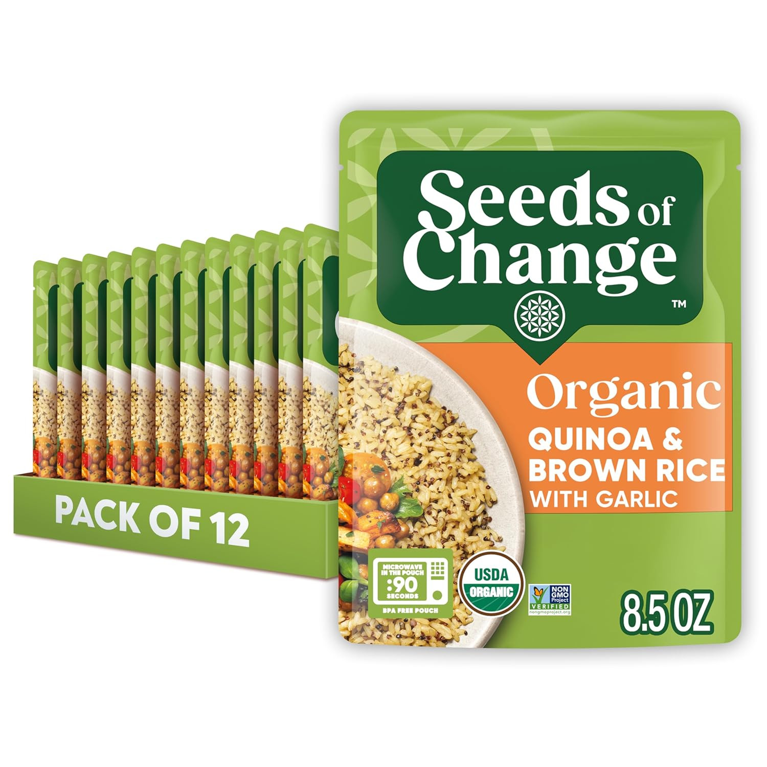 SEEDS of CHANGE Organic Quinoa & Brown Rice 8.5 Ounce (Pack of 12)
