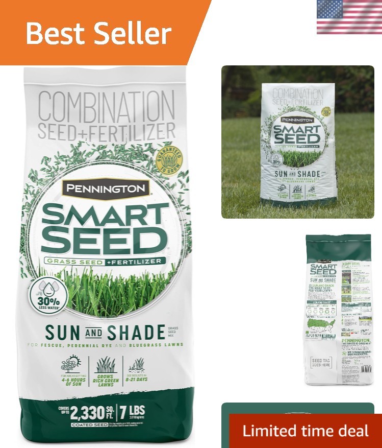 7 lb Smart Seed Sun & Shade Mix – Perfect for Lawns with 4-6 Hours Sunlight