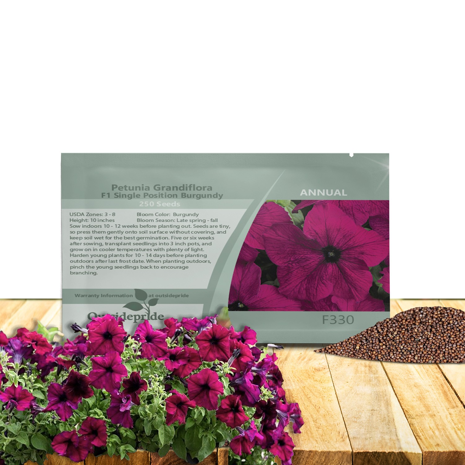 250 Seeds Petunia Grandiflora Seed – Burgundy Petunia Flower Seeds